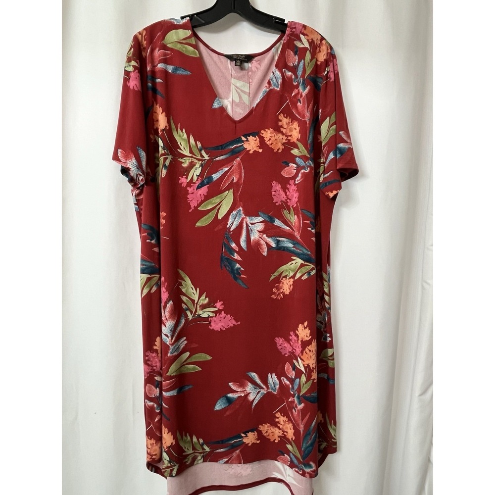Christian Siriano Womens Size XXL Short‎ Sleeve Floral Print Dress Travel.  D94
